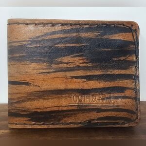 Tooth & Nail Men's Handmade Leather Bifold Wallet Black/Brown Made In USA NEW